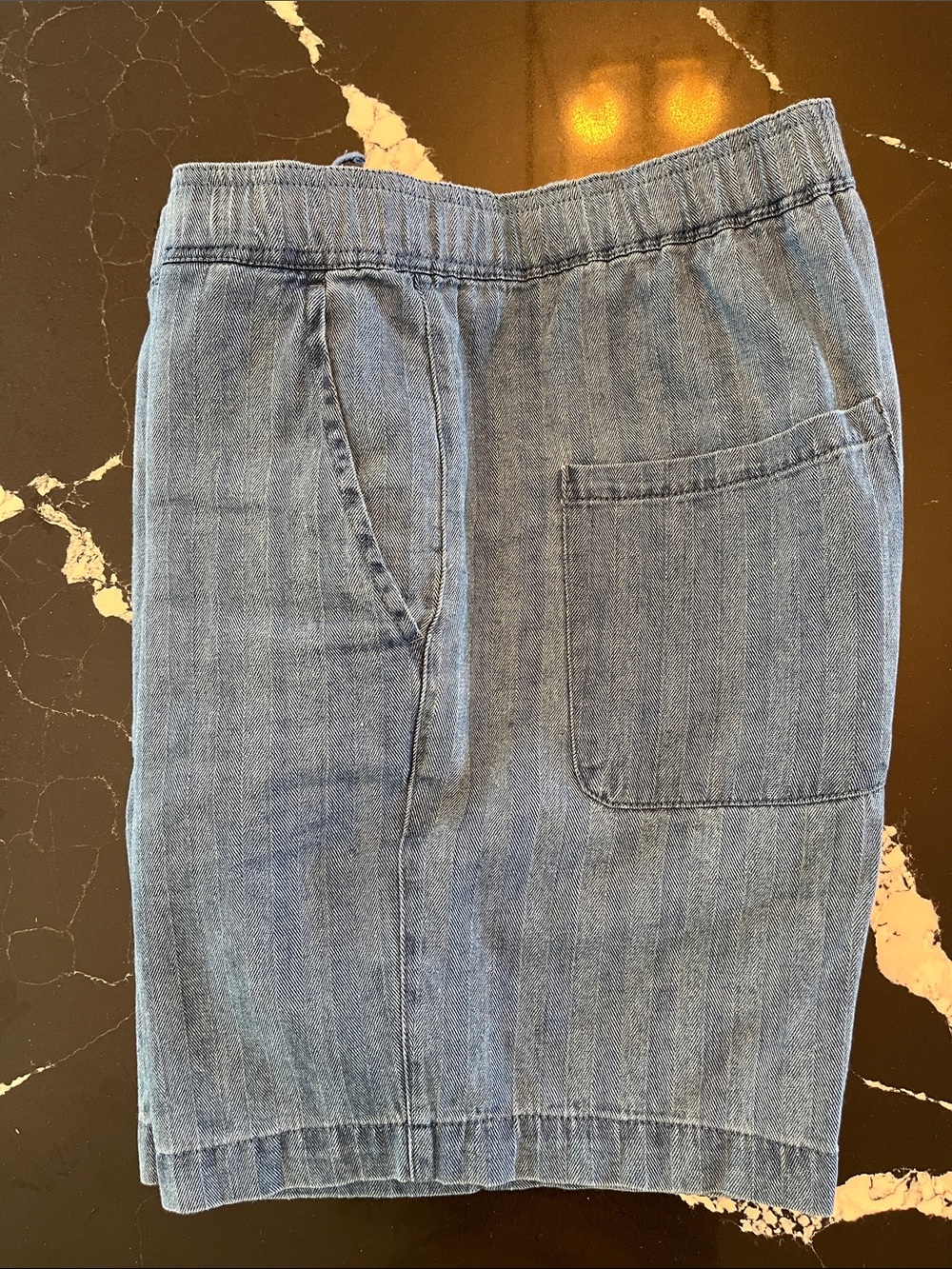 Slate & Stone Dark Blue Linen-Blend Shorts (Tag reads 31 / Fit 34 )
